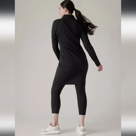 Athleta Delancey Black UPF 50 Sculptek Dress Long Sleeve Zip Medium MP Petite - Picture 13 of 13